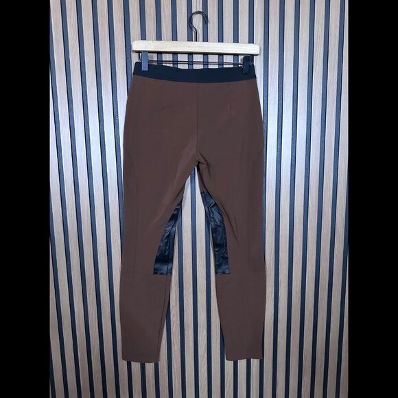 New Theory Pants 2 Womens Brown Cognac Merryn 100% Lamb Leather Trim Ankle - Picture 2 of 10